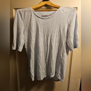 Vintage Nicole Miller 100 percent linen light blue t shirt‎